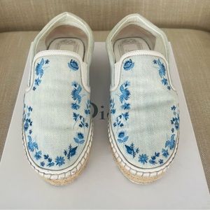 Dior Espadrilles sky blue embroidered